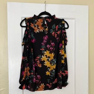 Floral cold shoulder top